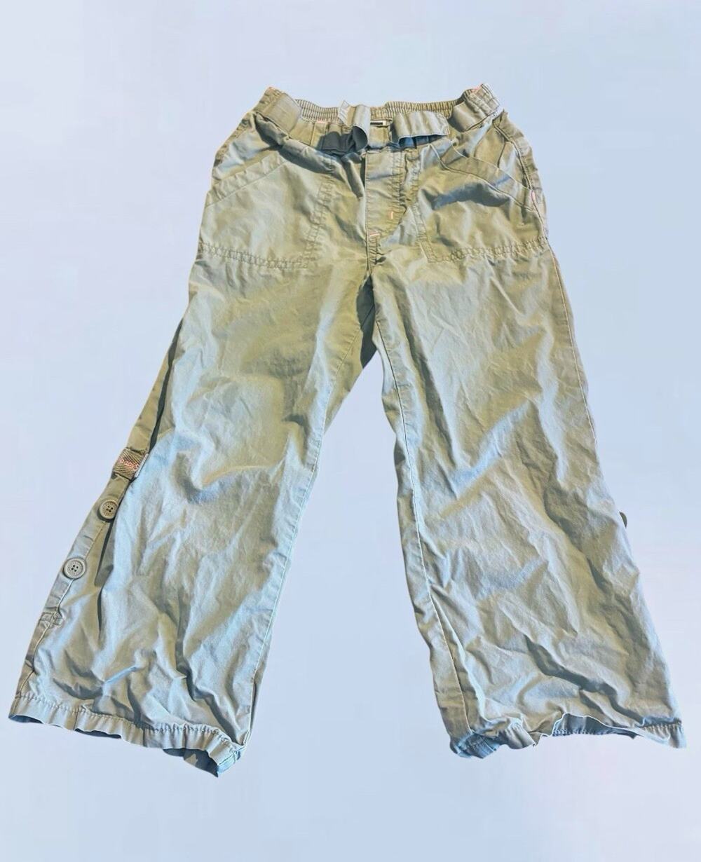 Vintage Baby Gap Cargo Pants Size 4T Y2K Khaki Sage Green Utility Wide Leg Belte